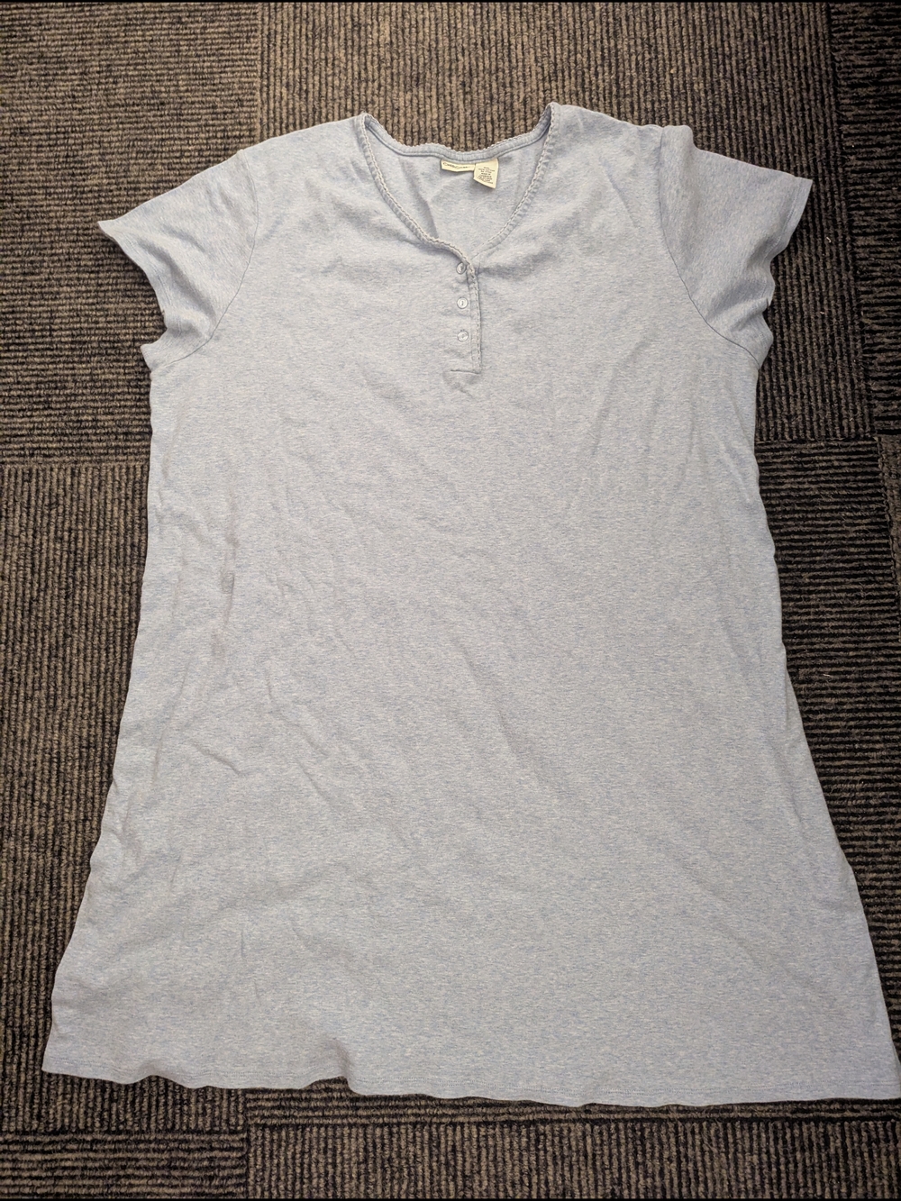 Cherokee Light Gray Short-Sleeve Henley Midi Dress